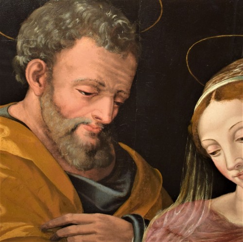 Antiquités - Sainte Famille avec Saint Jean école Florentine vers 1530